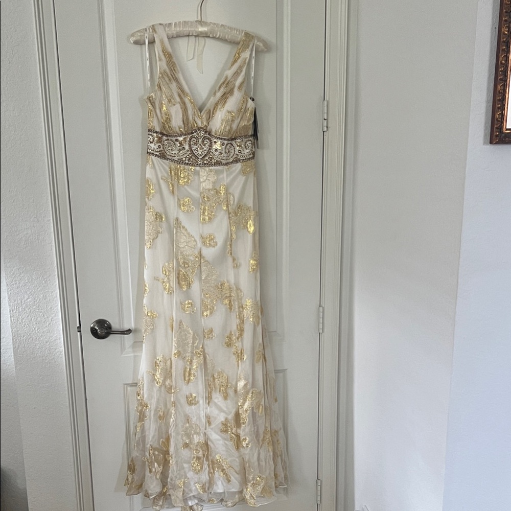 Sue Wong Elegant Gold and Cream Gown